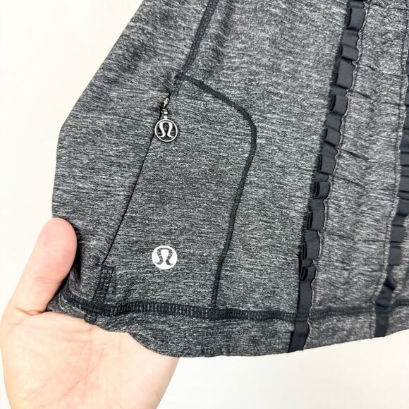 Lululemon Run Free Tank Ruffle Back In Heathered Black Size 4 Running Gym Active - Picture 14 of 15